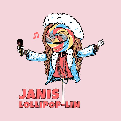 Rock t-shirt with the title 'Janis Lollipop-lin'
