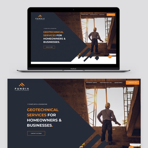 Construction website with the title 'Bold Design Concept for a Geotechnical Services Company'