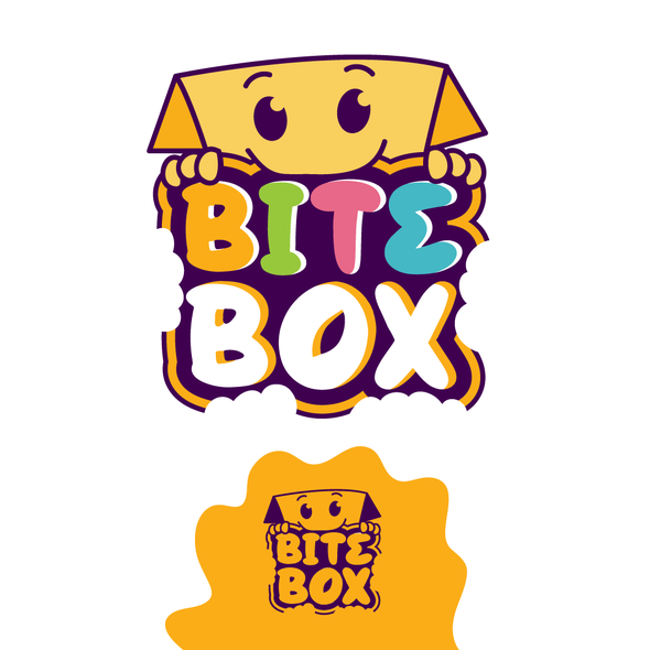Funny logo with the title 'Design a Sweet, Joyful & Playful Logo for Bite Box – A Fun Rocky Road Treat Brand!'