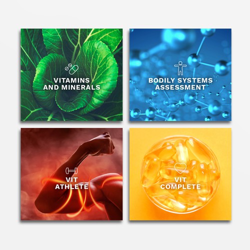 Report design with the title 'Colorful banners for medical tests'