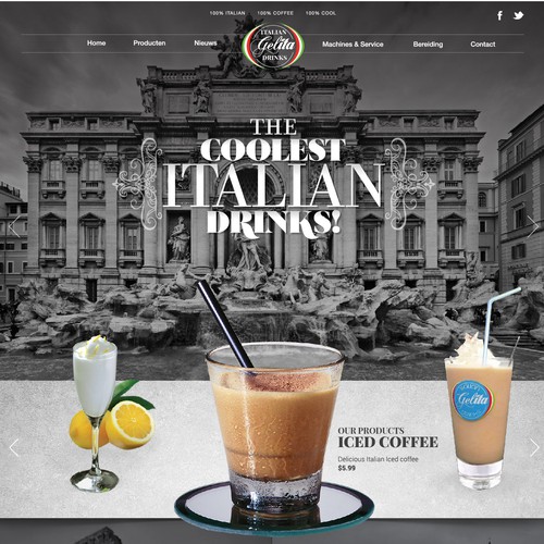 Drink website with the title 'Gelita italian drinks Website'