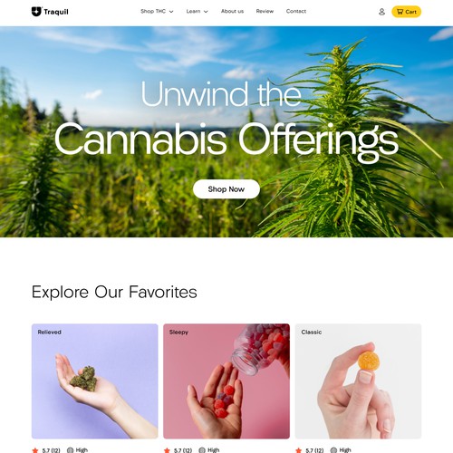 Retail website with the title 'Cannabis Website UI Design'