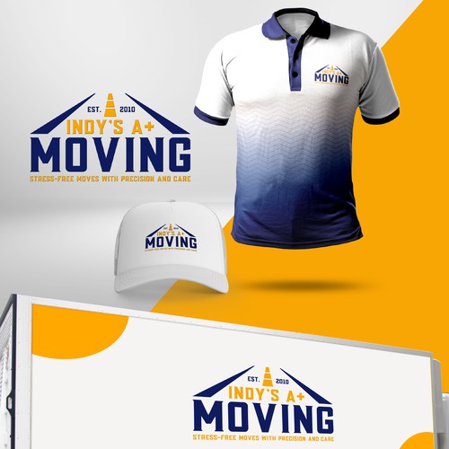 Moving logo with the title 'Indy's A+ Moving Company Logo Design'