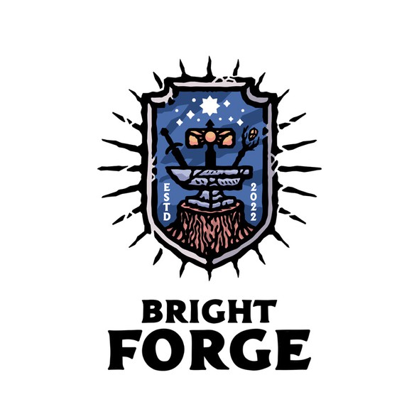 Hammer logo with the title 'Bright Forge'