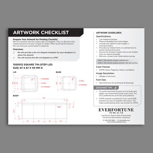 Checklist design with the title 'Artwork Checklist'