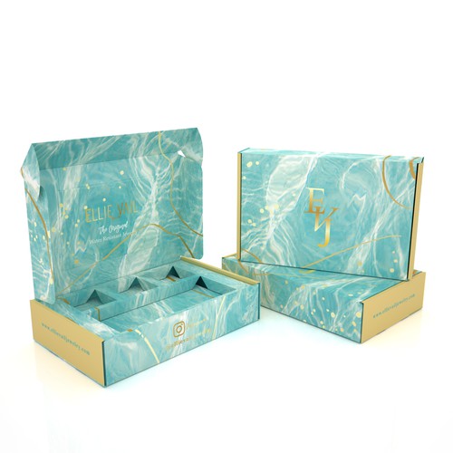 Water packaging with the title 'MAILER BOX for EVJ'