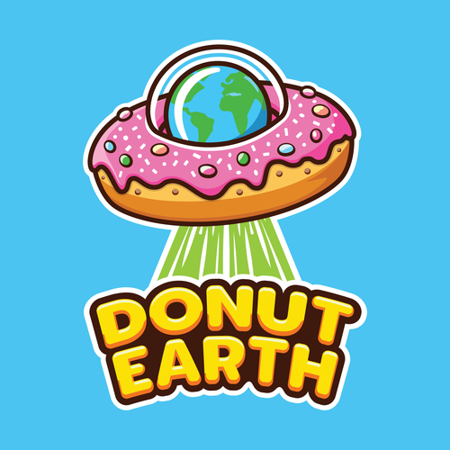 Donut  logo with the title 'Whimsical logo concept for a fun and quirky conspiracy theory platform.'