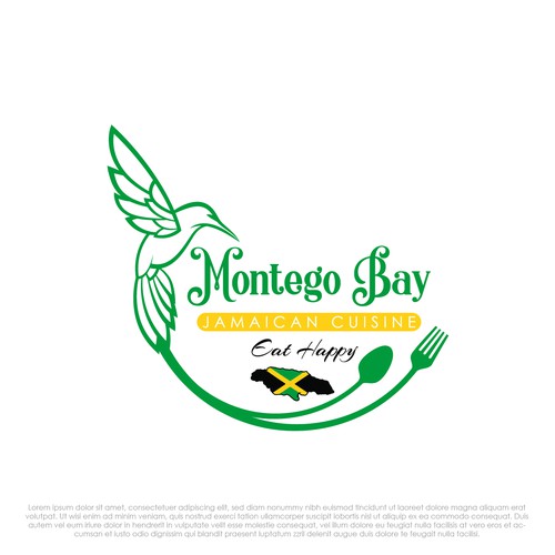 Map brand with the title 'Montego Bay Jamaican cuisine'