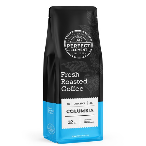 Roasted coffee packaging with the title 'Coffee Bag Pouch Design'