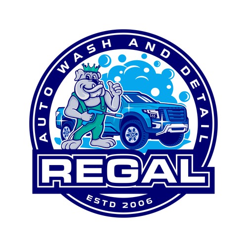 Carwash logo with the title 'Regal Auto Wash and Detail'
