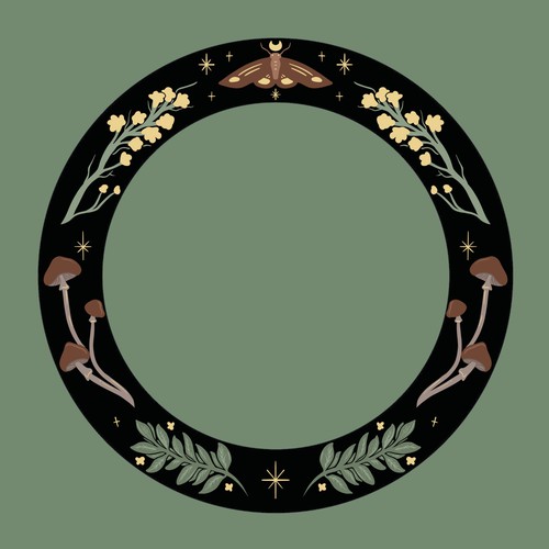 Forest artwork with the title 'brim hat illustration'