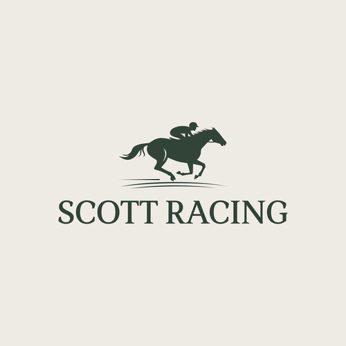 Race horse  logo with the title 'Scott Racing'