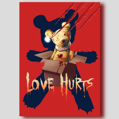 Movie poster illustration with the title 'Love Hurts'