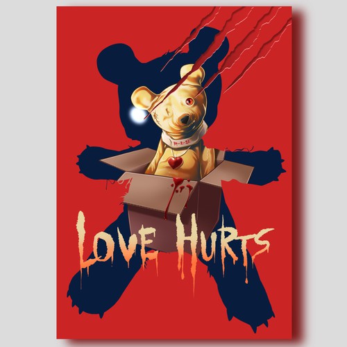 Movie poster artwork with the title 'Love Hurts'