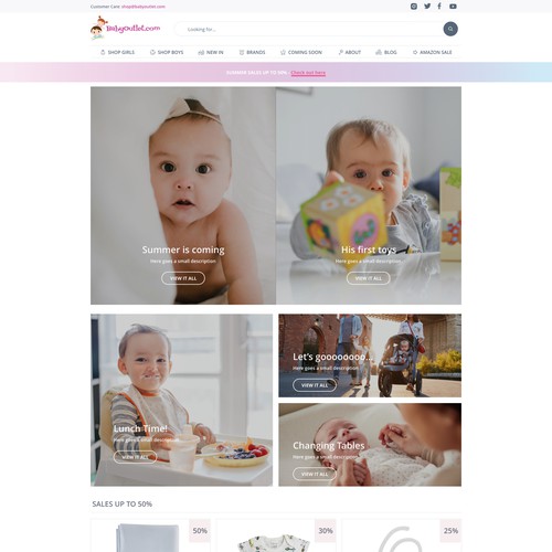 Eye-catching website with the title 'babyoutlet'