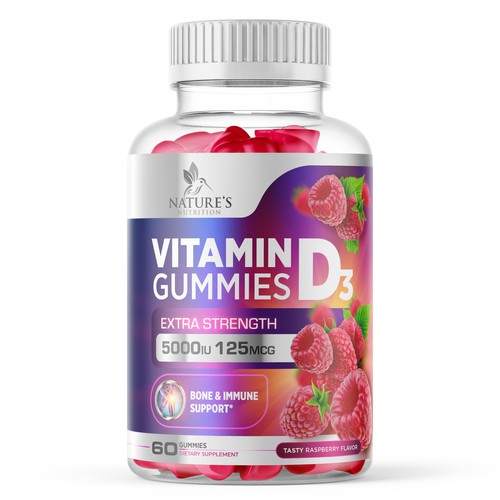 Vitamin label with the title 'VITAMIN D3 GUMMIES'