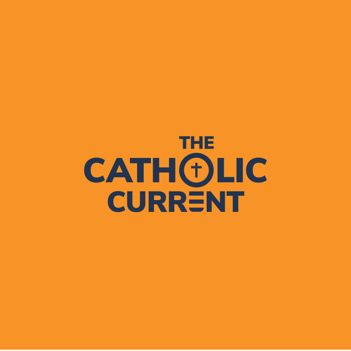 Cross design with the title 'Logo for Radio show called The Catholic Current'