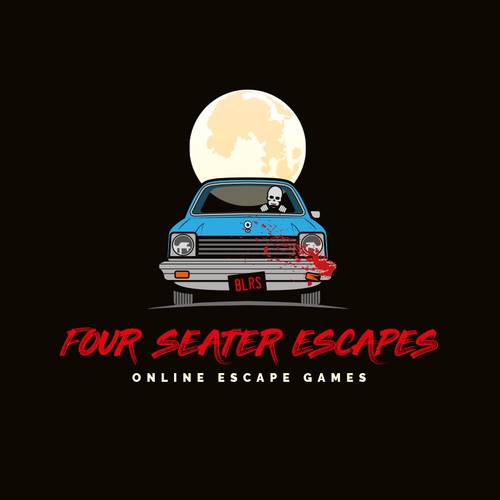 Horror logo with the title 'Four Seater Escapes - Online Escape Games'