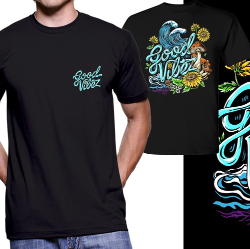 Wave design with the title 'Good vibez t-shirt'