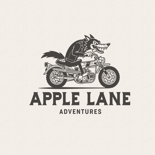 Motorcycle logo with the title 'Apple Lane Adventures'