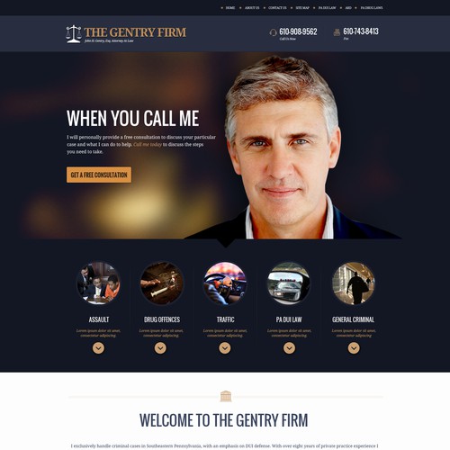 Theme design with the title 'Law Site'