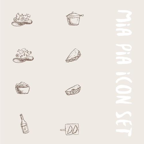 Kitchen design with the title 'A set of icons for organic food movement'