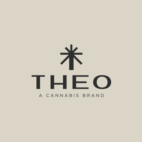 Leaf logo with the title 'Modern and Geometric Logo for a Cannabis Brand, THEO'