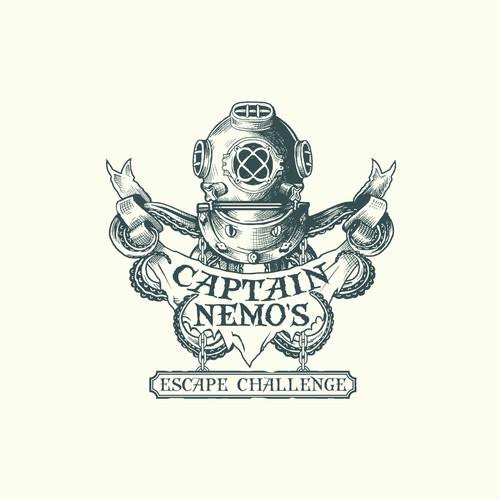 Octopus design with the title 'Logo design for Captain Nemo's Escape Challenge'
