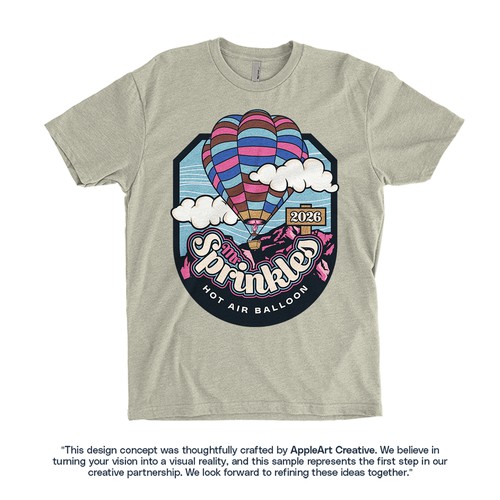 Artwork design with the title 'Mr. Sprinkles Hot Air Balloon'