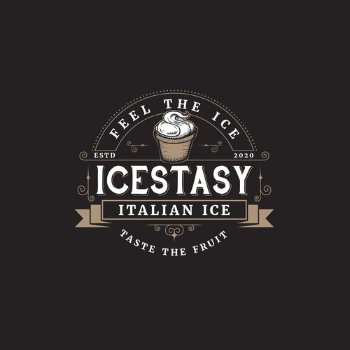 Ribbon logo with the title 'Icestasy Italian Ice'