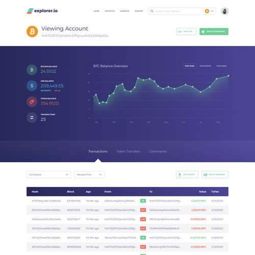 Gradient website with the title 'Shiny new UI for Crypto Transaction Tracker'