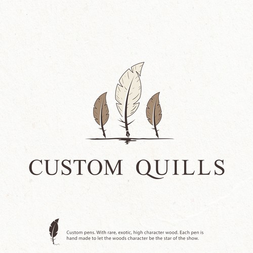 Woodcraft design with the title '"Custom Quills" Logo desgin'