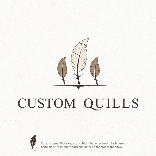 Pen brand with the title '"Custom Quills" Logo desgin'