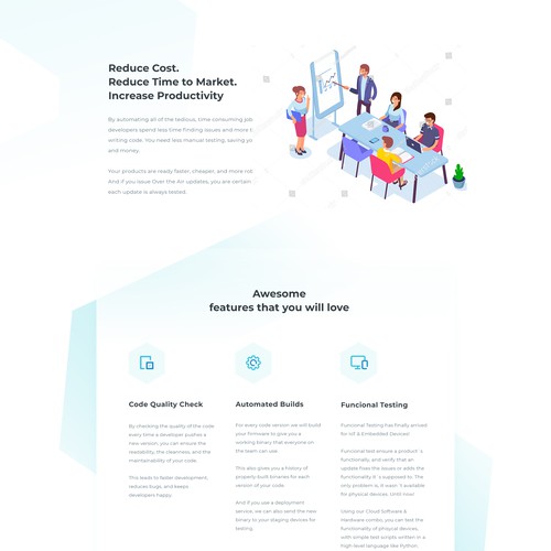 Stripe design with the title 'SpannerCI landing page'