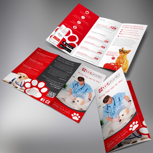 Animal hospital design with the title 'Create a brochure for our startup "VetPronto - Mobile Veterinary Services"'