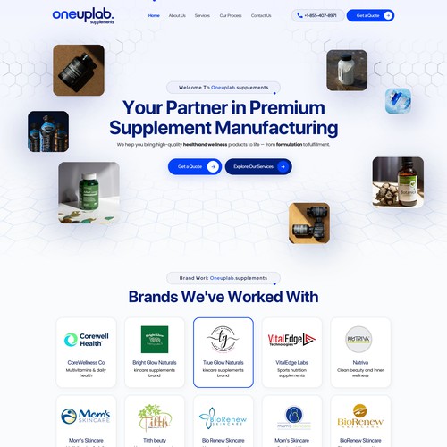 Pharmaceutical website with the title 'Modern Private Label Manufacturer Website Company'