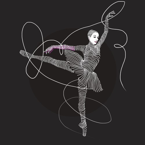 Paper artwork with the title 'series of visually stunning portraits of 3 celebrated ballerinas'