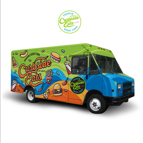 Food truck design with the title 'Food truck wrap design concept'