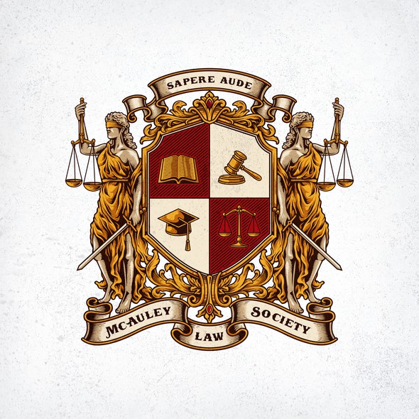 Badge logo with the title 'Heraldic Logo Style for McAuley Law Society'