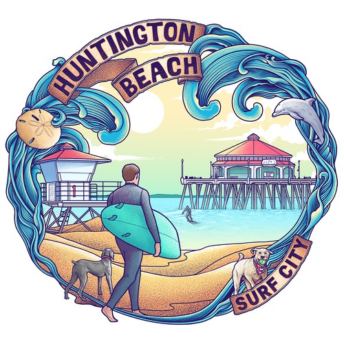 Travel t-shirt with the title 'Huntington Beach'