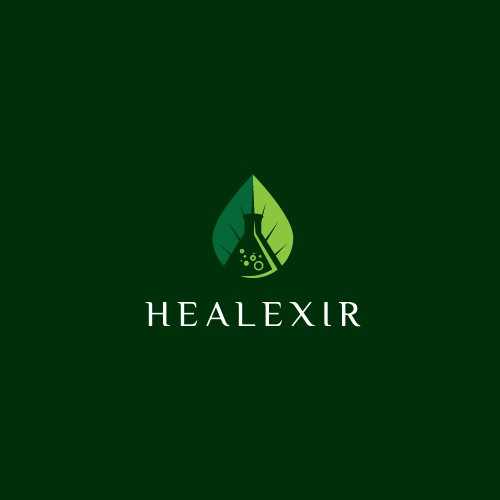 标题为“Healexir -基于科学的植物药物美容手术”的外科标识