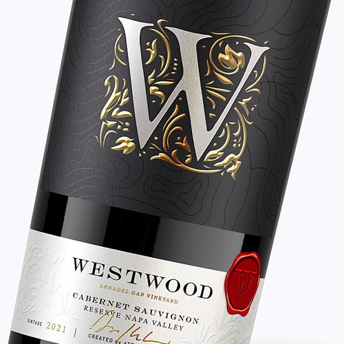 Creative label with the title 'Westwood wine'