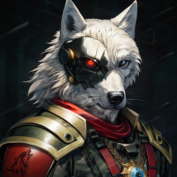 Wolf artwork with the title 'Warrior Wolf'
