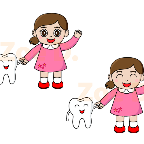 Dental artwork with the title 'Character design for dental office'