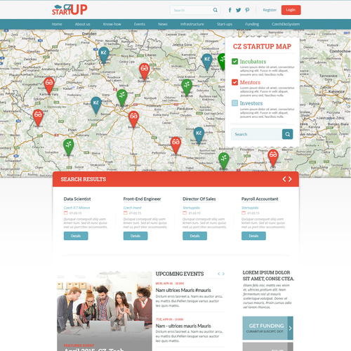 Startup website with the title 'Creative start-up community website'