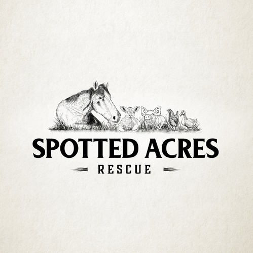 Cow, pig, and chicken logo with the title 'Spotted Acres Farm'
