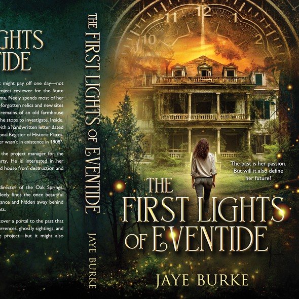 Mystical book cover with the title 'The First Lights of Eventide'