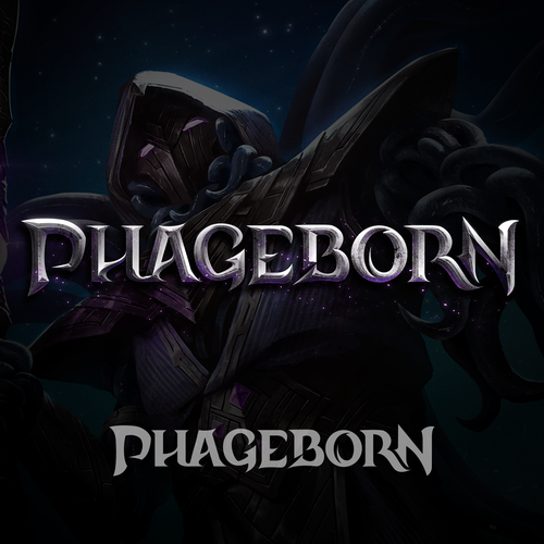 Metallic design with the title 'Logo for Online Trading Card Game'