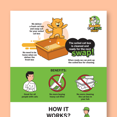 Process design with the title 'Infographic for Cat Box Swap'