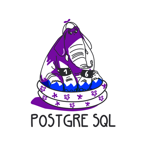 Elephant artwork with the title 'Illustration for Postgre SQL'
